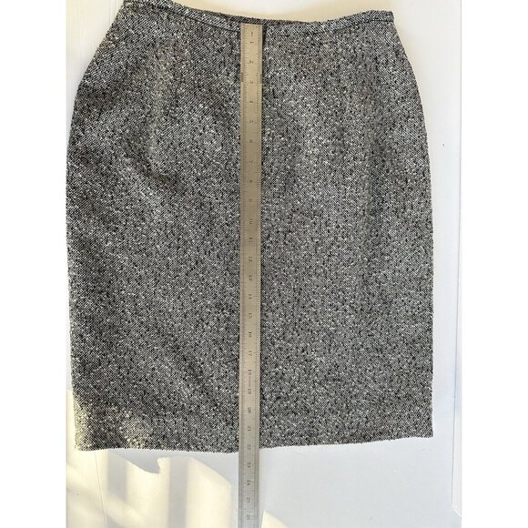 EVAN PICONE Pencil Skirt Tweed 8 Marled B&W 81% Worsted Wool Preppy Old MoneyVTG - Picture 9 of 10